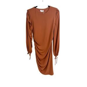 NWT Revolve Lovers + Friends Suki Dress Rust Cinched Sexy Long Sleeve Size Large